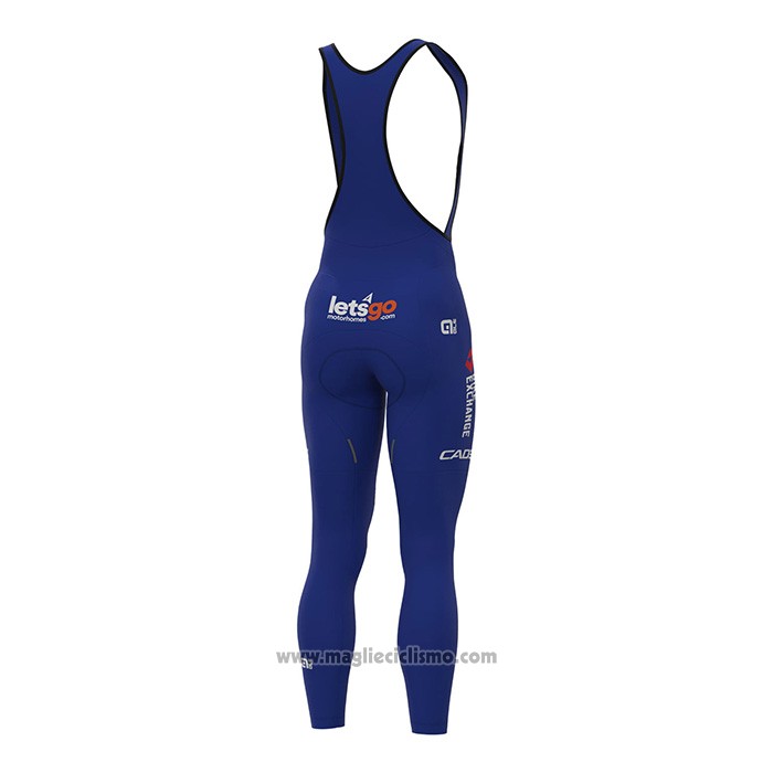 2022 Abbigliamento Ciclismo Bike Exchange Blu Bianco Manica Lunga e Salopette